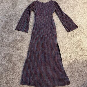 Dee Elly Chic Striped Long Sleeve Dress